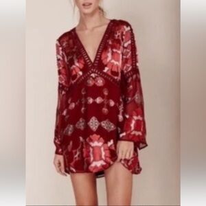 For Love and Lemons silk bohemian mini dress